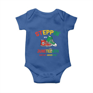 Stepping into Juneteenth 1865 Baby Onesie Like My Ancestors Sneakers TS01 Royal Blue Print Your Wear