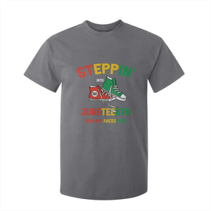 Stepping into Juneteenth 1865 T Shirt For Kid Like My Ancestors Sneakers TS01 Charcoal Print Your Wear
