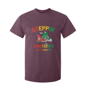 Stepping into Juneteenth 1865 T Shirt For Kid Like My Ancestors Sneakers TS01 Maroon Print Your Wear