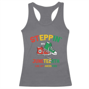 Stepping into Juneteenth 1865 Racerback Tank Top Like My Ancestors Sneakers TS01 Charcoal Print Your Wear