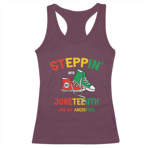 Stepping into Juneteenth 1865 Racerback Tank Top Like My Ancestors Sneakers TS01 Maroon Print Your Wear