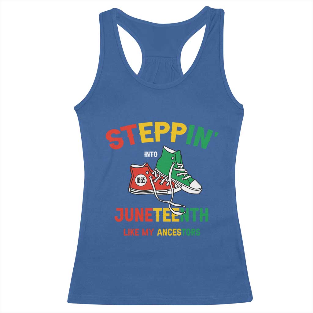Stepping into Juneteenth 1865 Racerback Tank Top Like My Ancestors Sneakers TS01 Royal Blue Print Your Wear