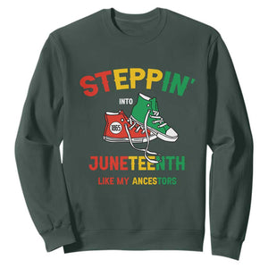 Stepping into Juneteenth Sweatshirt Like My Ancestors Sneakers 1865 TS01 Dark Forest Green Printyourwear