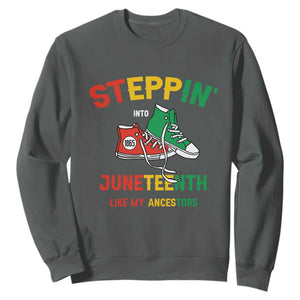 Stepping into Juneteenth Sweatshirt Like My Ancestors Sneakers 1865 TS01 Dark Heather Printyourwear