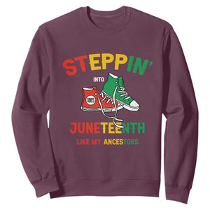 Stepping into Juneteenth Sweatshirt Like My Ancestors Sneakers 1865 TS01 Maroon Printyourwear