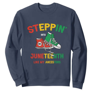 Stepping into Juneteenth Sweatshirt Like My Ancestors Sneakers 1865 TS01 Navy Printyourwear