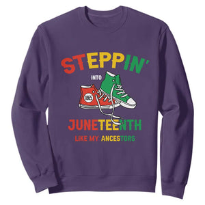 Stepping into Juneteenth Sweatshirt Like My Ancestors Sneakers 1865 TS01 Purple Printyourwear