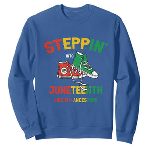 Stepping into Juneteenth Sweatshirt Like My Ancestors Sneakers 1865 TS01 Royal Blue Printyourwear