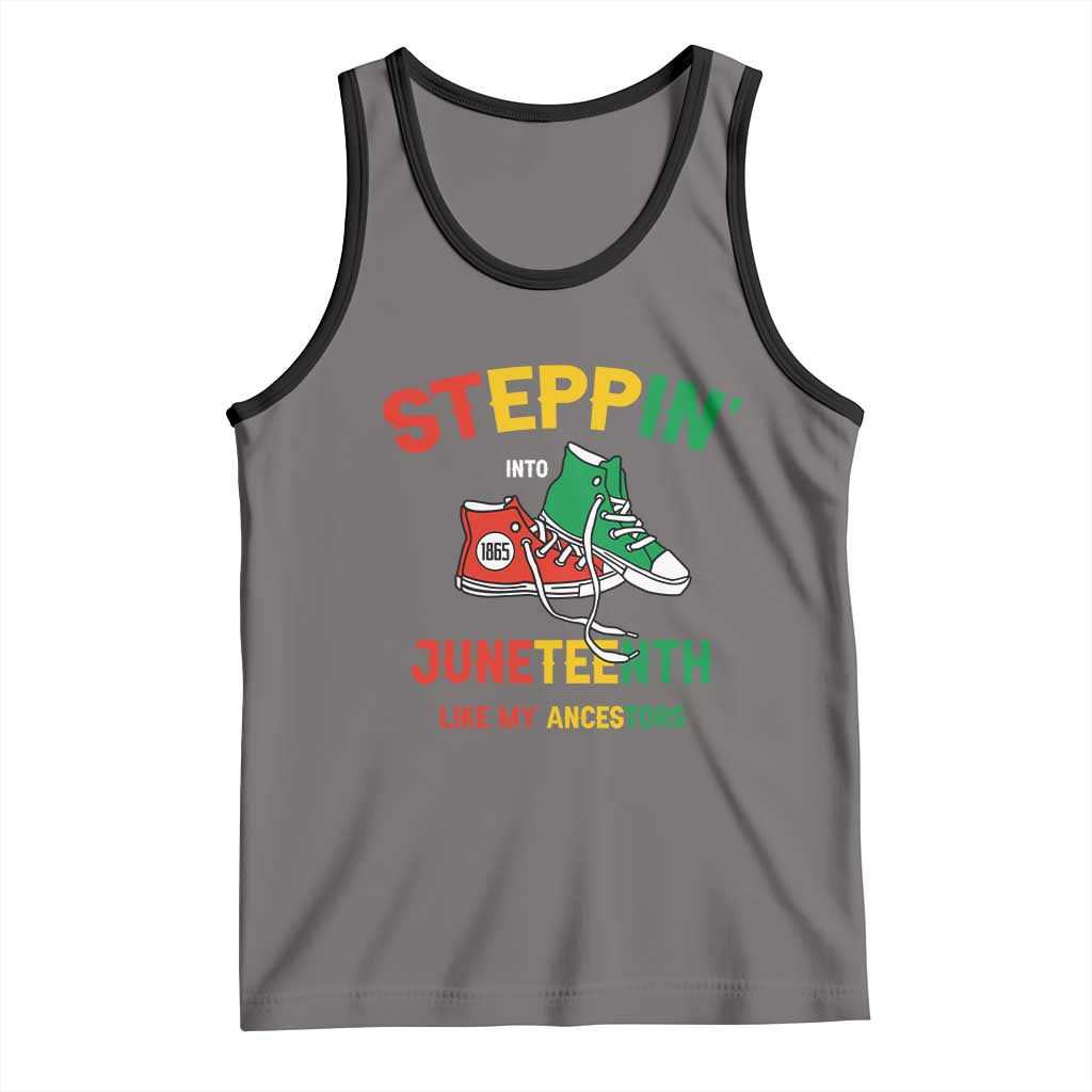 Stepping into Juneteenth 1865 Tank Top Like My Ancestors Sneakers TS01 Deep Heather Black Print Your Wear