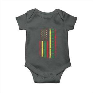Juneteenth American Flag Baby Onesie Melanin Black Pride Pan African 1865 TS01 Dark Heather Print Your Wear