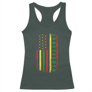 Juneteenth American Flag Racerback Tank Top Melanin Black Pride Pan African 1865 TS01 Dark Forest Green Print Your Wear