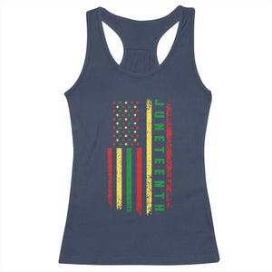 Juneteenth American Flag Racerback Tank Top Melanin Black Pride Pan African 1865 TS01 Navy Print Your Wear