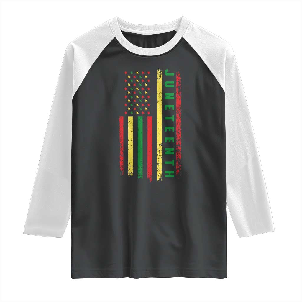Juneteenth American Flag Raglan Shirt Melanin Black Pride Pan African 1865 TS01 Black White Print Your Wear