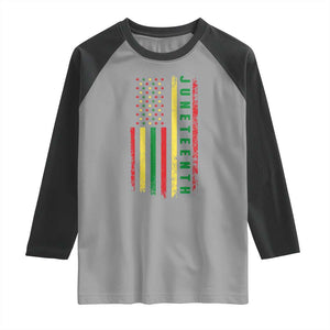 Juneteenth American Flag Raglan Shirt Melanin Black Pride Pan African 1865 TS01 Sport Gray Black Print Your Wear