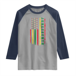 Juneteenth American Flag Raglan Shirt Melanin Black Pride Pan African 1865 TS01 Sport Gray Navy Print Your Wear