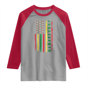 Juneteenth American Flag Raglan Shirt Melanin Black Pride Pan African 1865 TS01 Sport Gray Red Print Your Wear