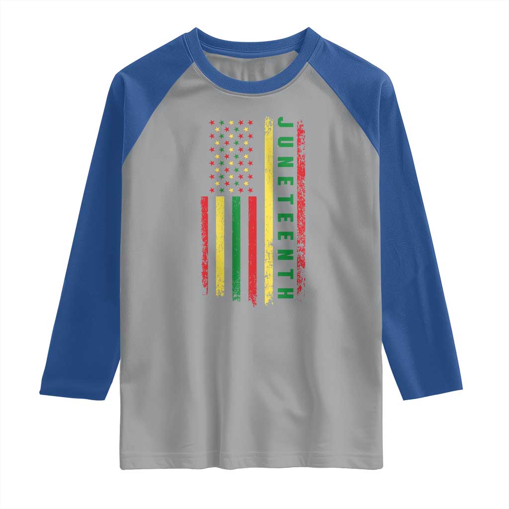 Juneteenth American Flag Raglan Shirt Melanin Black Pride Pan African 1865 TS01 Sport Gray Royal Print Your Wear