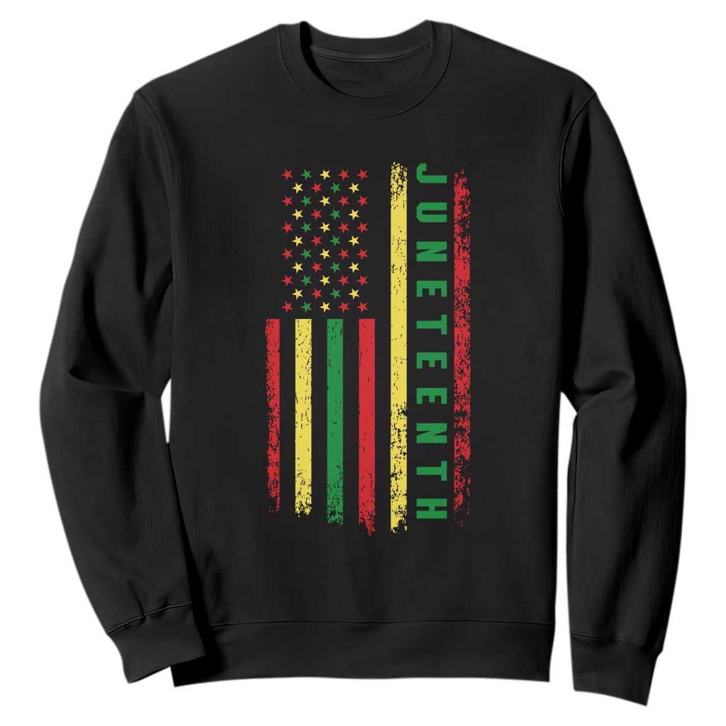 Happy Juneteenth Flag Sweatshirt Melanin Black Pride Pan African 1865 TS01 Black Printyourwear