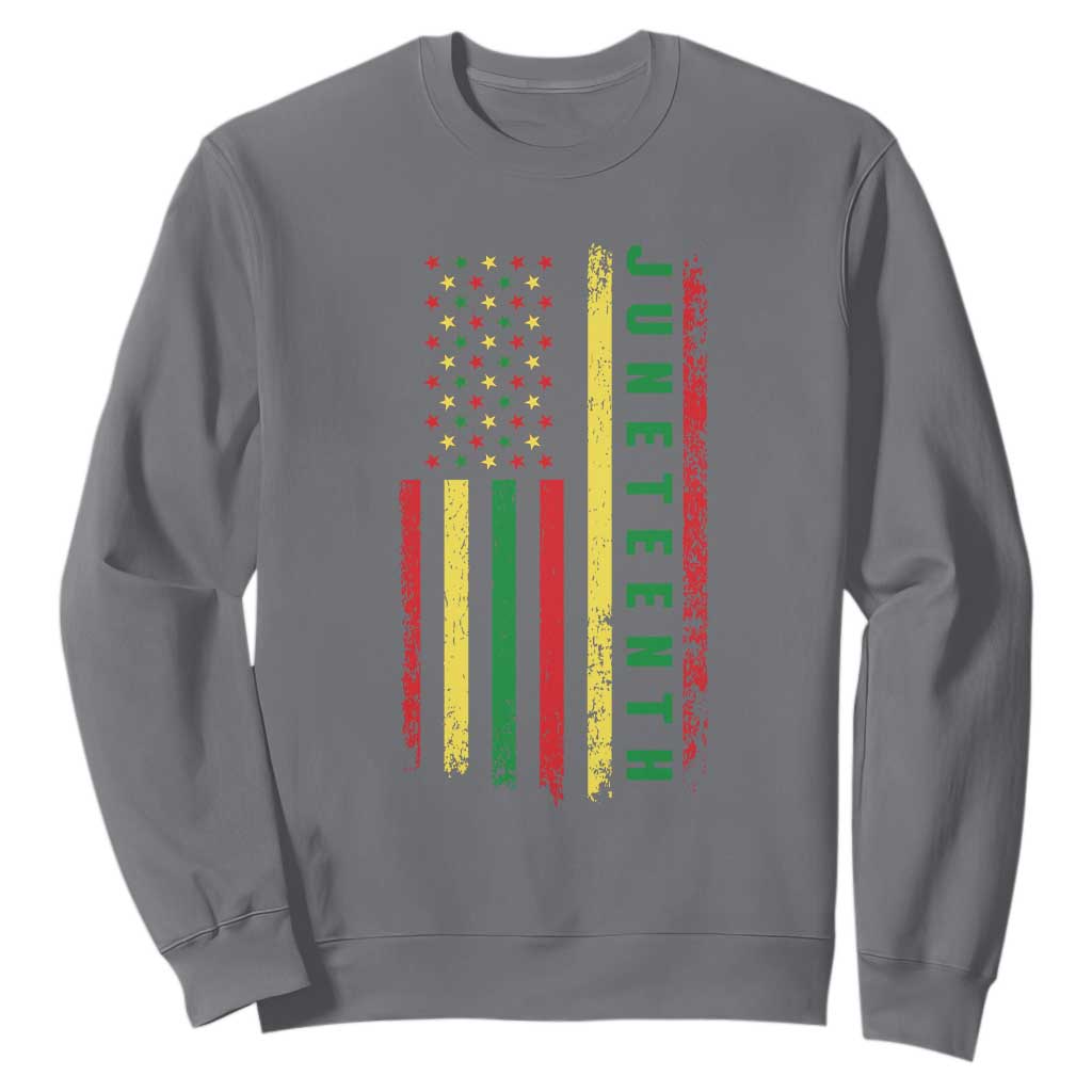 Happy Juneteenth Flag Sweatshirt Melanin Black Pride Pan African 1865 TS01 Charcoal Printyourwear