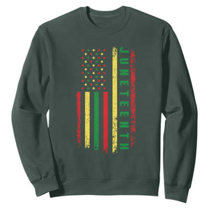 Happy Juneteenth Flag Sweatshirt Melanin Black Pride Pan African 1865 TS01 Dark Forest Green Printyourwear