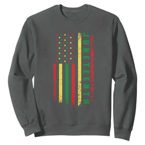 Happy Juneteenth Flag Sweatshirt Melanin Black Pride Pan African 1865 TS01 Dark Heather Printyourwear