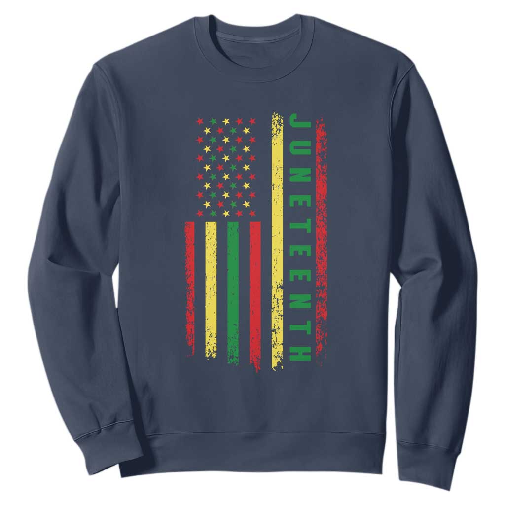 Happy Juneteenth Flag Sweatshirt Melanin Black Pride Pan African 1865 TS01 Navy Printyourwear