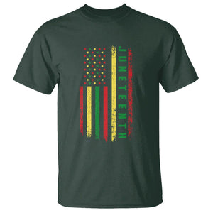 Happy Juneteenth Flag T Shirt Melanin Black Pride Pan African 1865 TS01 Dark Forest Green Printyourwear