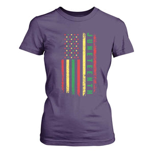 Juneteenth American Flag T Shirt For Women Melanin Black Pride Pan African 1865 TS01 Purple Print Your Wear