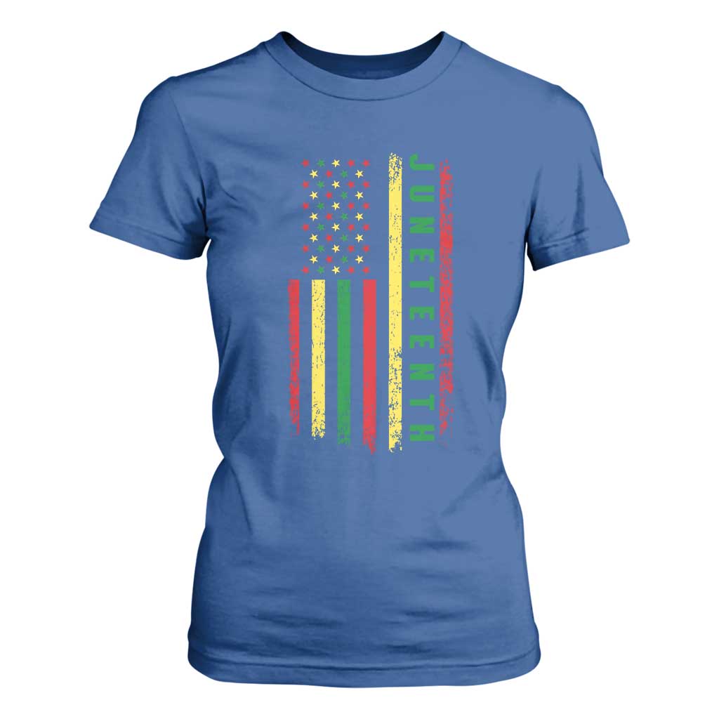 Juneteenth American Flag T Shirt For Women Melanin Black Pride Pan African 1865 TS01 Royal Blue Print Your Wear