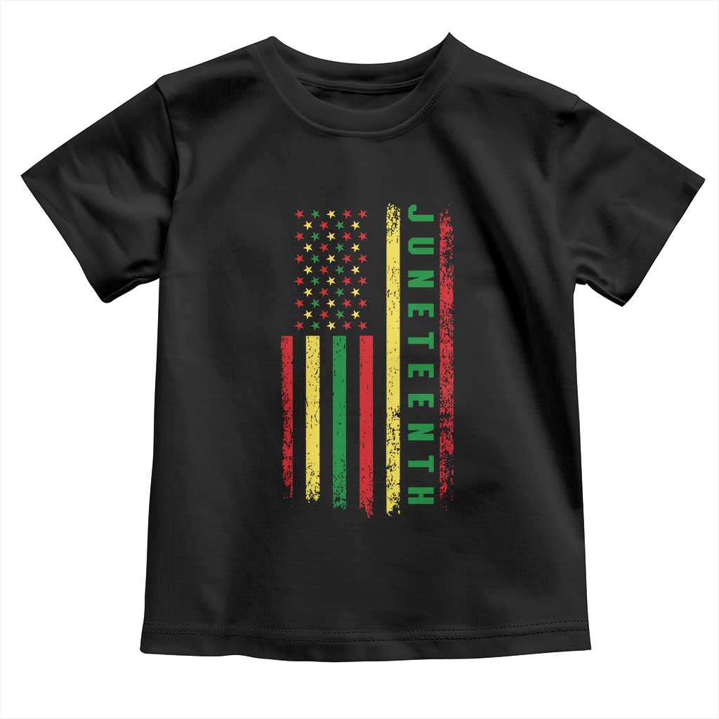 Juneteenth American Flag Toddler T Shirt Melanin Black Pride Pan African 1865 TS01 Black Print Your Wear
