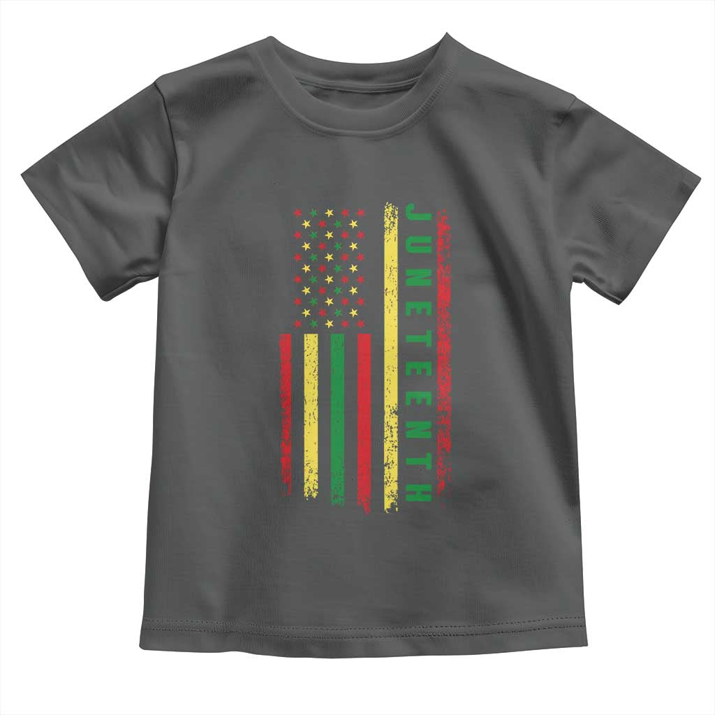 Juneteenth American Flag Toddler T Shirt Melanin Black Pride Pan African 1865 TS01 Dark Heather Print Your Wear