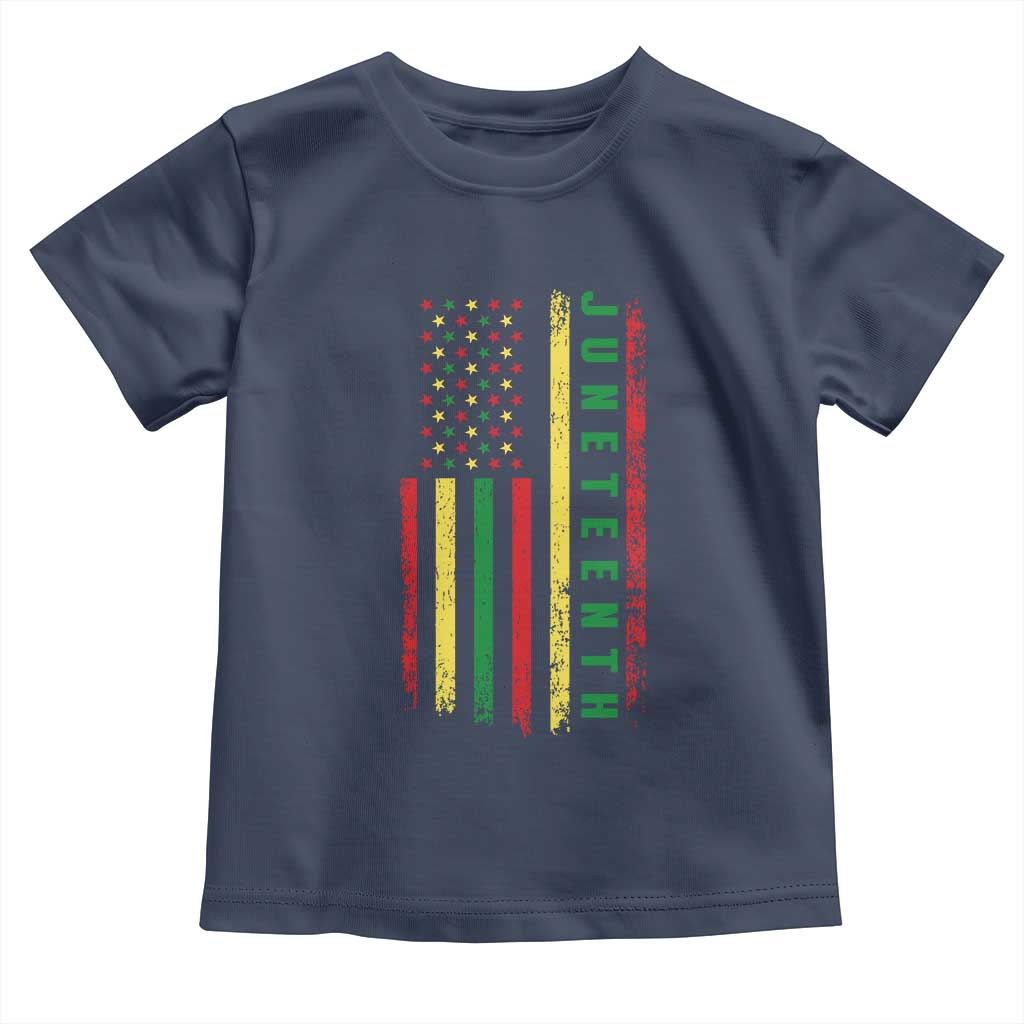 Juneteenth American Flag Toddler T Shirt Melanin Black Pride Pan African 1865 TS01 Navy Print Your Wear