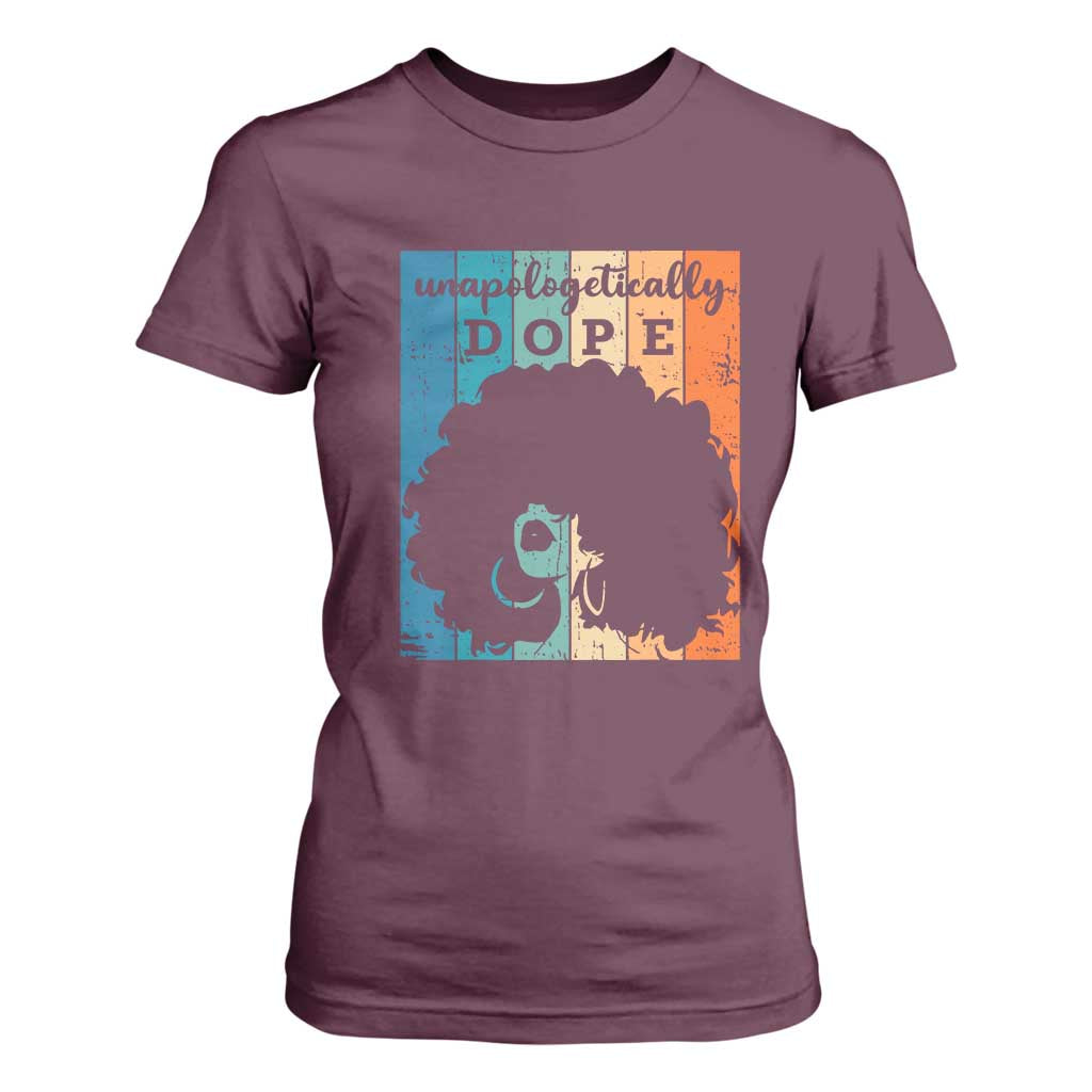 Unapologetically Dope Black T Shirt For Women African American Pride TS01 Maroon Print Your Wear