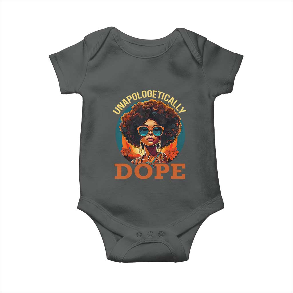 Black Women Unapologetically Dope Baby Onesie Juneteenth Black History TS01 Dark Heather Print Your Wear