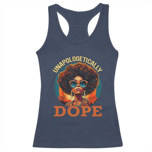 Black Women Unapologetically Dope Racerback Tank Top Juneteenth Black History TS01 Navy Print Your Wear