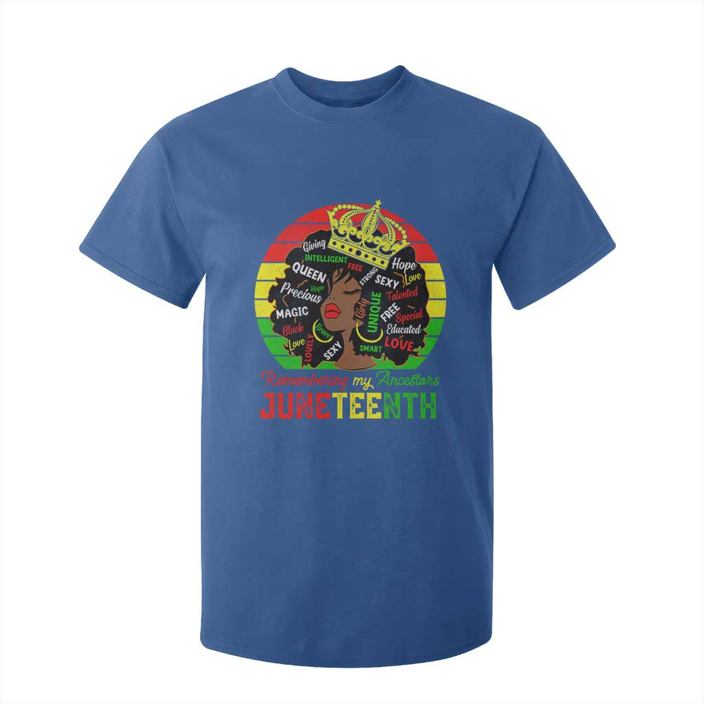 Black Women T Shirt For Kid Remembering My Ancestors Juneteenth Celebrate TS01 Royal Blue Print Your Wear