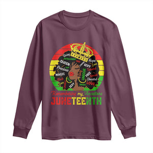 Black Women Long Sleeve Shirt Remembering My Ancestors Juneteenth Celebrate TS01 Maroon Print Your Wear