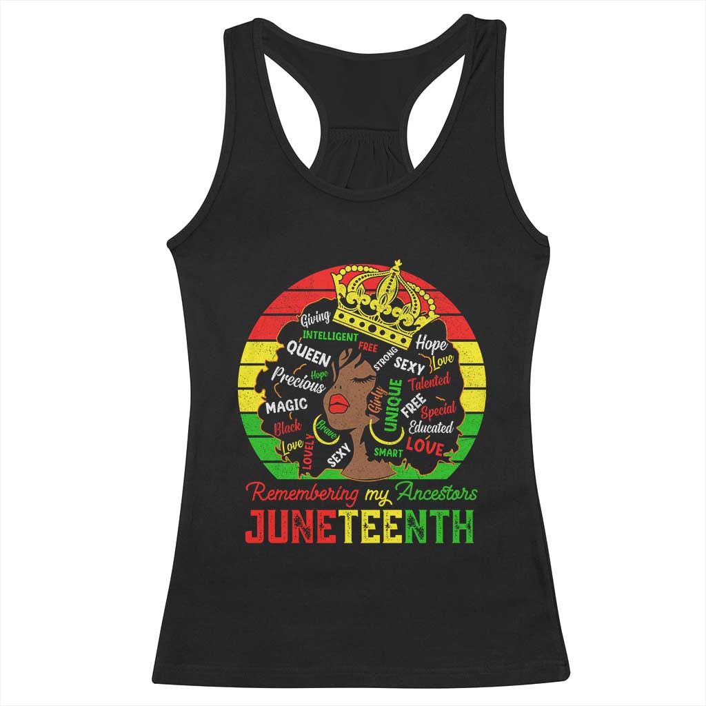Black Women Racerback Tank Top Remembering My Ancestors Juneteenth Celebrate TS01 Black Print Your Wear