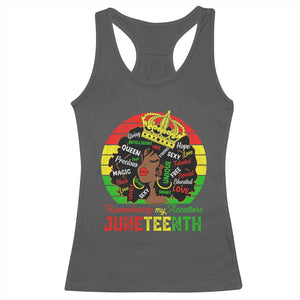 Black Women Racerback Tank Top Remembering My Ancestors Juneteenth Celebrate TS01 Dark Heather Print Your Wear