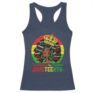 Black Women Racerback Tank Top Remembering My Ancestors Juneteenth Celebrate TS01 Navy Print Your Wear