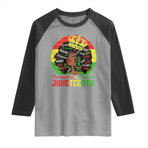 Black Women Raglan Shirt Remembering My Ancestors Juneteenth Celebrate TS01 Sport Gray Black Print Your Wear
