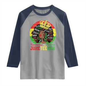 Black Women Raglan Shirt Remembering My Ancestors Juneteenth Celebrate TS01 Sport Gray Navy Print Your Wear