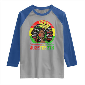 Black Women Raglan Shirt Remembering My Ancestors Juneteenth Celebrate TS01 Sport Gray Royal Print Your Wear