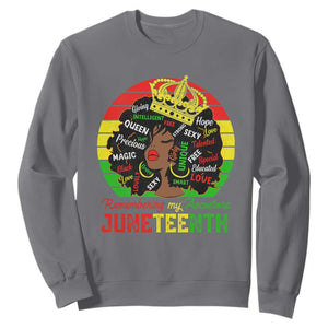 Black Women Sweatshirt Remembering My Ancestors Juneteenth Celebrate TS01 Charcoal Printyourwear