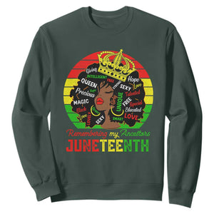 Black Women Sweatshirt Remembering My Ancestors Juneteenth Celebrate TS01 Dark Forest Green Printyourwear