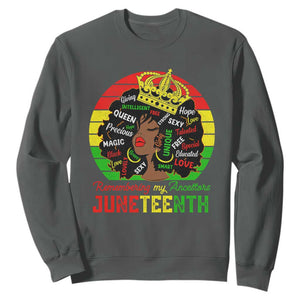 Black Women Sweatshirt Remembering My Ancestors Juneteenth Celebrate TS01 Dark Heather Printyourwear
