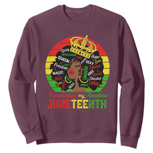 Black Women Sweatshirt Remembering My Ancestors Juneteenth Celebrate TS01 Maroon Printyourwear