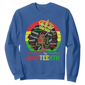 Black Women Sweatshirt Remembering My Ancestors Juneteenth Celebrate TS01 Royal Blue Printyourwear