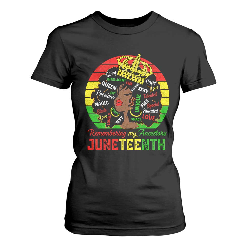 Black Women T Shirt For Women Remembering My Ancestors Juneteenth Celebrate TS01 Black Print Your Wear