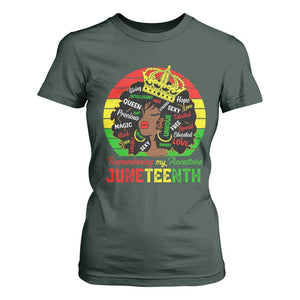 Black Women T Shirt For Women Remembering My Ancestors Juneteenth Celebrate TS01 Dark Forest Green Print Your Wear